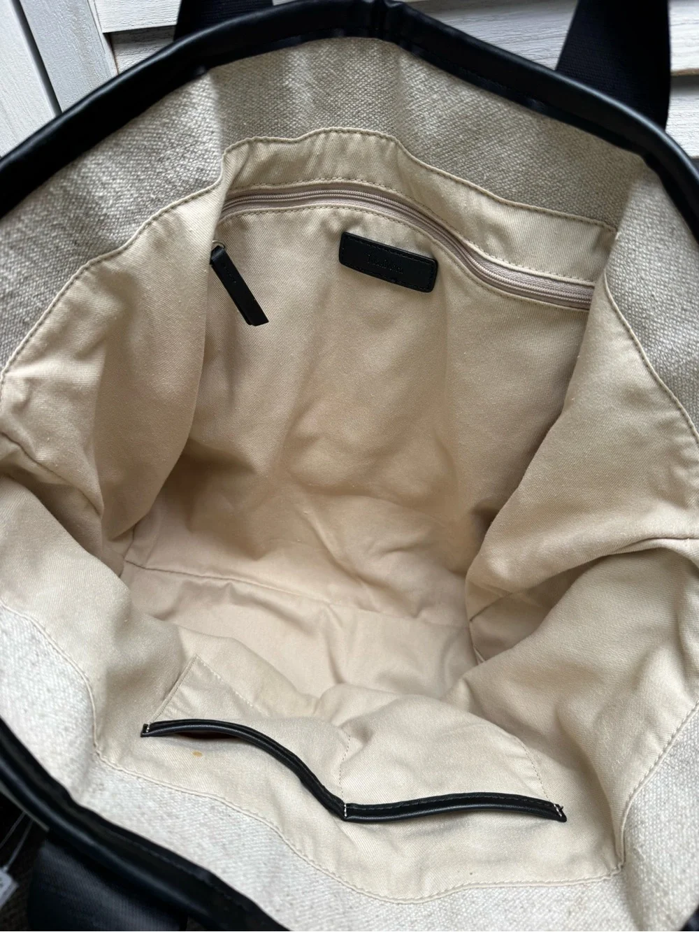 Max Mara Canvas Tote Bag Beige & Black – Large